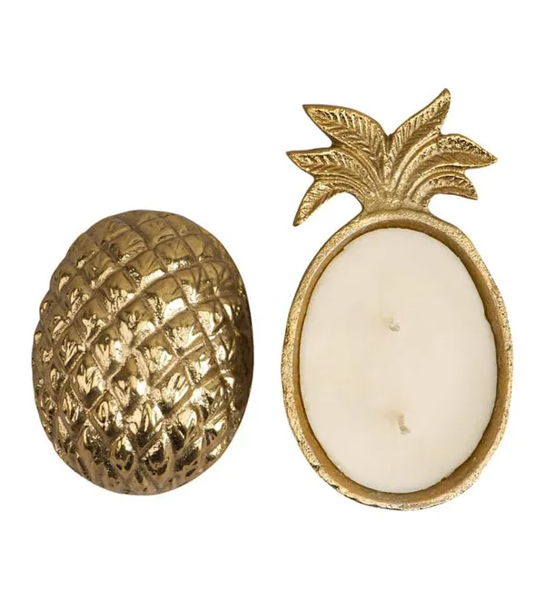 Gold_Plated_Aluminium_Casting_Pineapple_Tealight_Candle_Holder_(18L_X_10W_X_9H_Cm)
