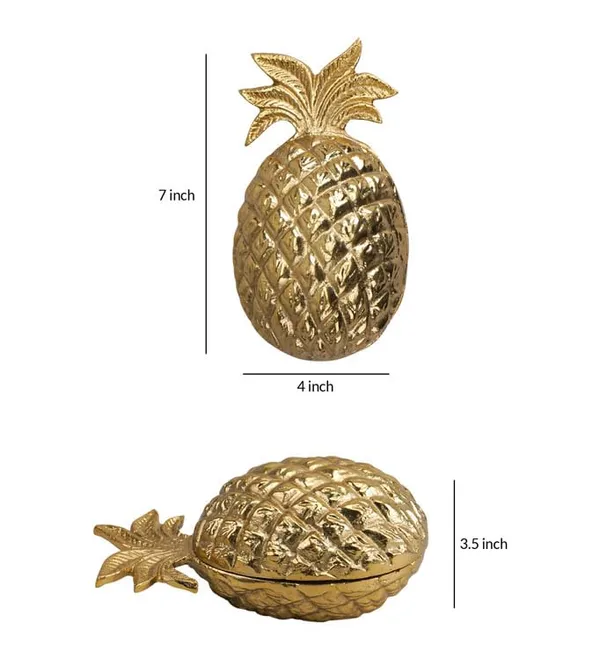 Gold_Plated_Aluminium_Casting_Pineapple_Tealight_Candle_Holder_(18L_X_10W_X_9H_Cm)