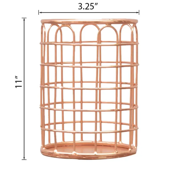 Rose_Gold_Wire_Metal_Pen_And_Pencil_Cutlery_Holde_(‎28_X_8_X_28_Cm)