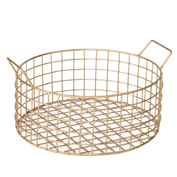Golden_Multi-Purpose_Metal_&_Wire_Basket_(24.1D_X_25.4W_X_12.7H_Cm)