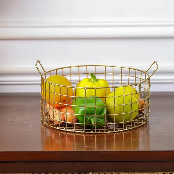 Golden_Multi-Purpose_Metal_&_Wire_Basket_(24.1D_X_25.4W_X_12.7H_Cm)