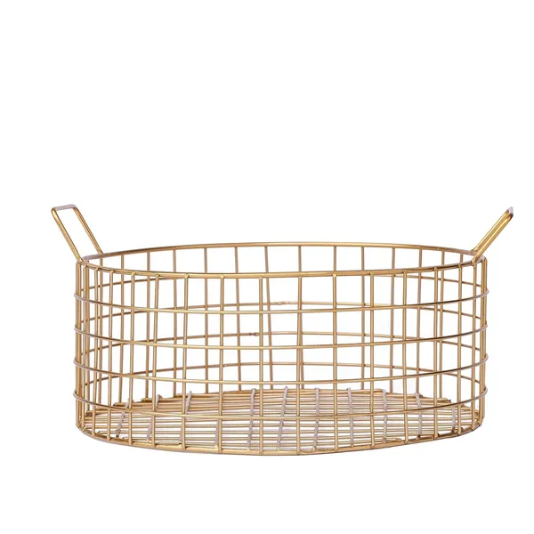 Golden_Multi-Purpose_Metal_&_Wire_Basket_(24.1D_X_25.4W_X_12.7H_Cm)