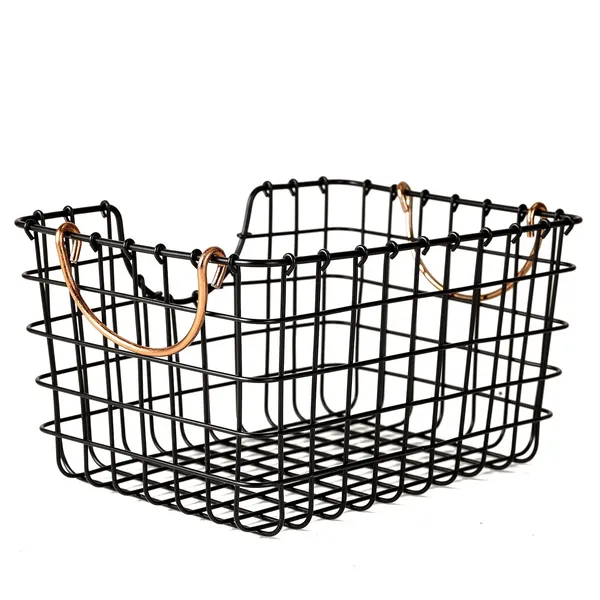 Black_Metal_Wire_Storage_Basket_With_Copper_Handle_(54.8D_X_74.2W_X_41.9H_Cm)