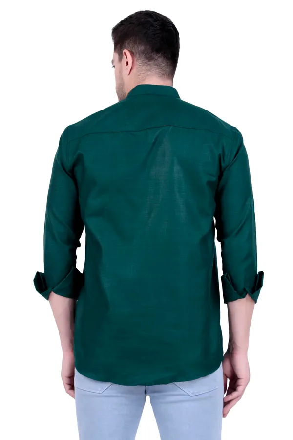 Ethno_Men�s_Cotton_Blend_Solid_Casual_Regular_Fit_Mandarin_Collar_Short_Kurta_for_Daily_&_Occasion_Use,_Pack_of_1,_(Mehndi,_XL)