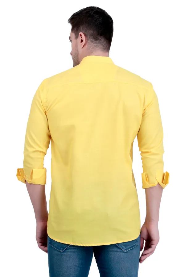 Ethno_Men�s_Cotton_Blend_Solid_Casual_Regular_Fit_Mandarin_Collar_Short_Kurta_for_Daily_&_Occasion_Use,_Pack_of_1,_(Mustard,_XL)