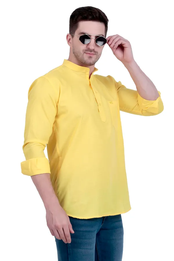 Ethno_Men�s_Cotton_Blend_Solid_Casual_Regular_Fit_Mandarin_Collar_Short_Kurta_for_Daily_&_Occasion_Use,_Pack_of_1,_(Mustard,_XL)