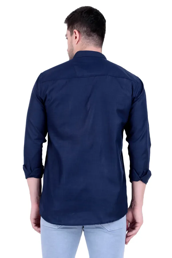 Ethno_Men�s_Cotton_Blend_Solid_Casual_Regular_Fit_Mandarin_Collar_Short_Kurta_for_Daily_&_Occasion_Use,_Pack_of_1,_(Navy,_XL)