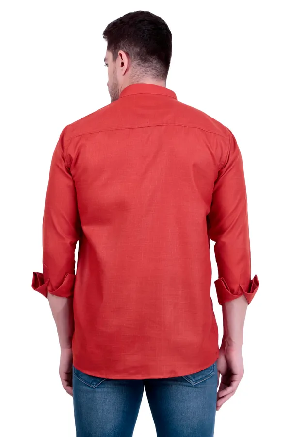 Ethno_Men�s_Cotton_Blend_Solid_Casual_Regular_Fit_Mandarin_Collar_Short_Kurta_for_Daily_&_Occasion_Use,_Pack_of_1,_(Rust,_XL)