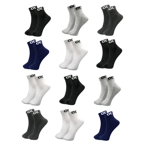 Multicolor_Ankle_Length_Cotton_Socks_For_Men_&_Women_(Pack_Of_12)