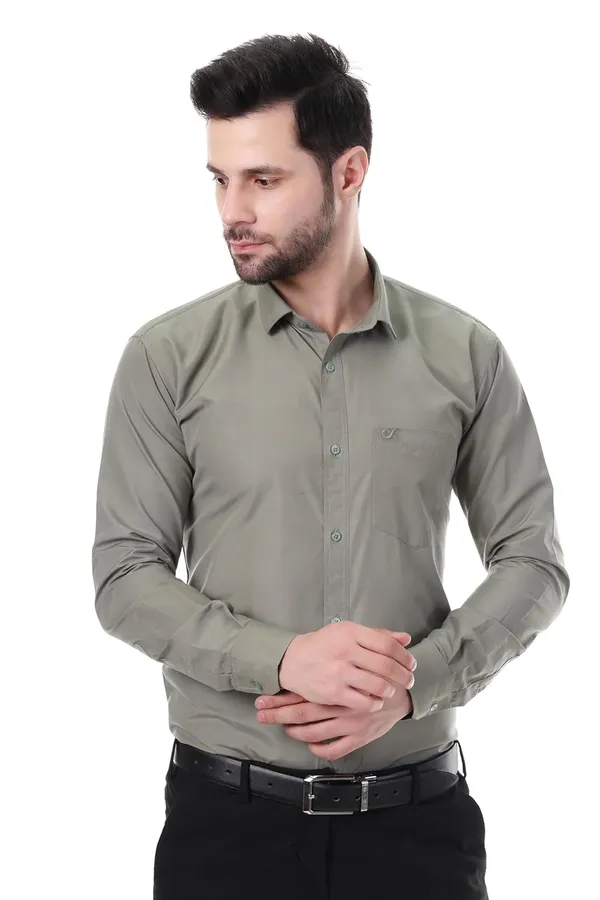 Grayish_Olive_Clifton_Cotton_Blend_Shirt_Formal_Shirt_With_Pocket_For_Men