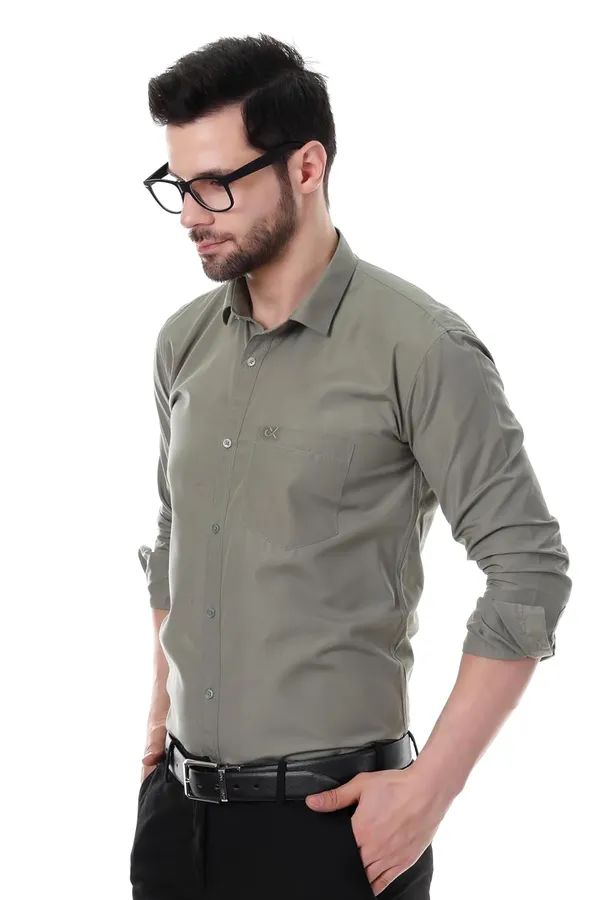Grayish_Olive_Clifton_Cotton_Blend_Shirt_Formal_Shirt_With_Pocket_For_Men