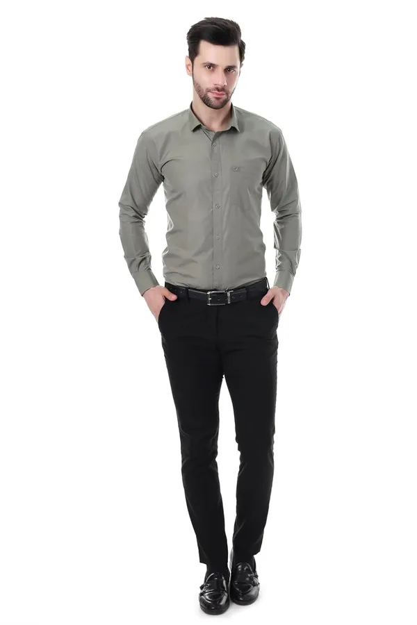 Grayish_Olive_Clifton_Cotton_Blend_Shirt_Formal_Shirt_With_Pocket_For_Men