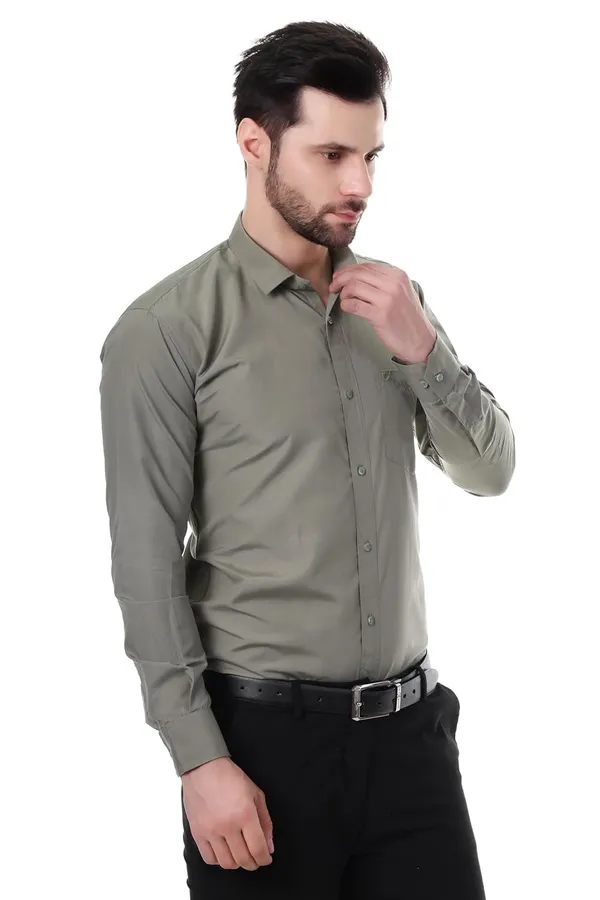 Grayish_Olive_Clifton_Cotton_Blend_Shirt_Formal_Shirt_With_Pocket_For_Men