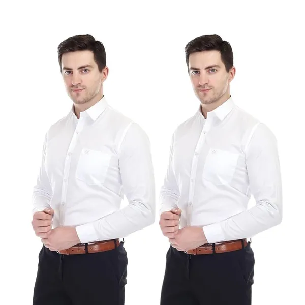 White_Clifton_Cotton_Blend_Shirt_Formal_Shirt_With_Pocket_For_Men_(Pack_Of_2)