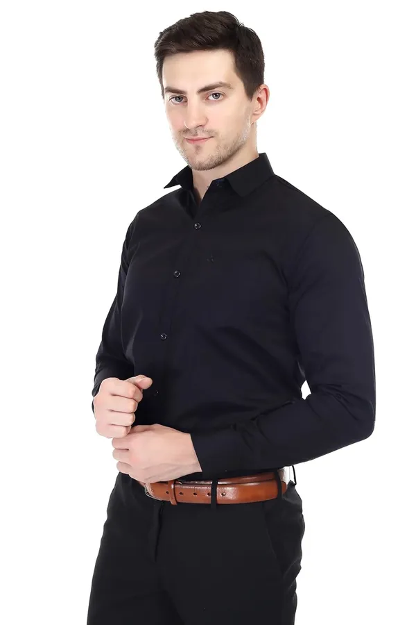 Black_Ozark_Cotton_Slim_Fit_Formal_Shirt_With_Pocket_For_Men