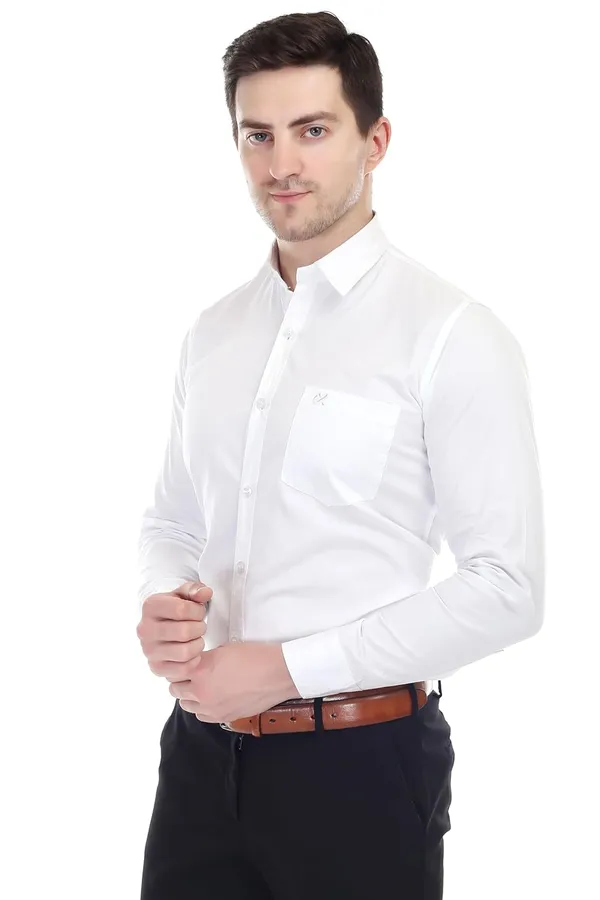 White_Ozark_Cotton_Slim_Fit_Formal_Shirt_With_Pocket_For_Men