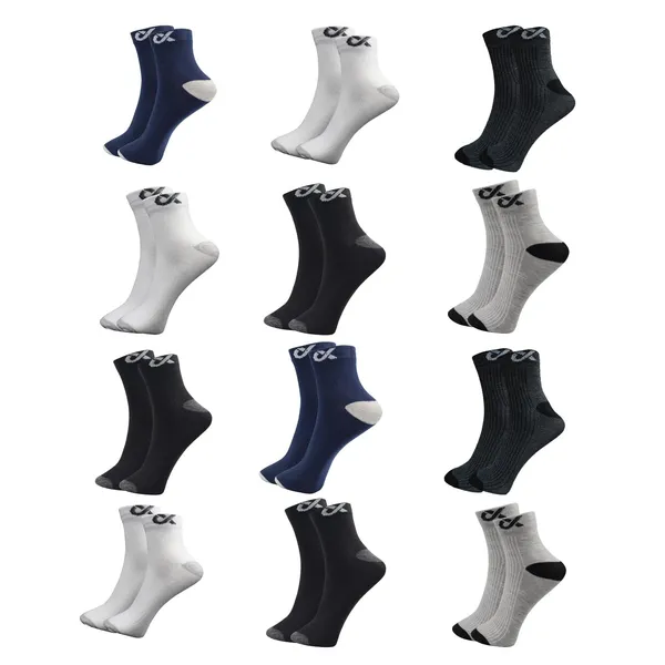 Multicolor_Ankle_Length_Cotton_Socks_For_Men_&_Women_(Pack_Of_12)
