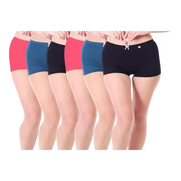 Pack_Of_6_Multicolor_High_Coverage_Super_Combed_Cotton_Stretch_Mid_Waist_Boy_Shorts_For_Women