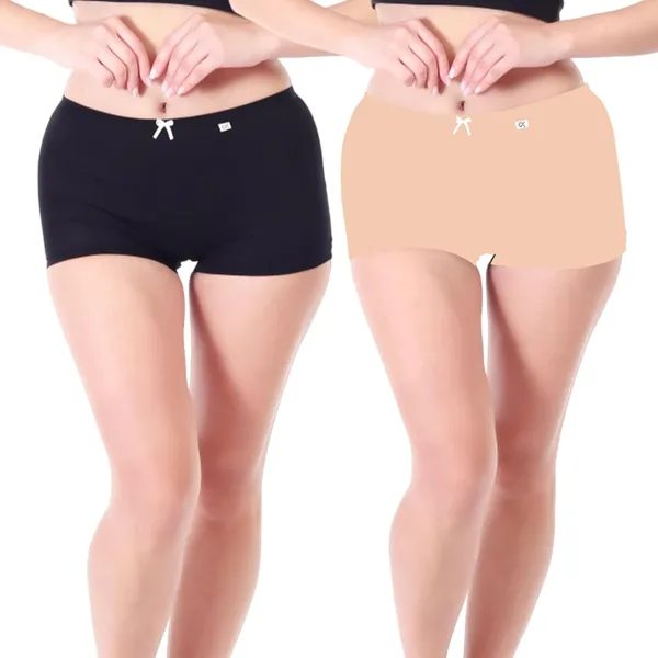 Multicolor_High_Coverage_Super_Combed_Cotton_Stretch_Mid_Waist_Boy_Shorts_For_Women