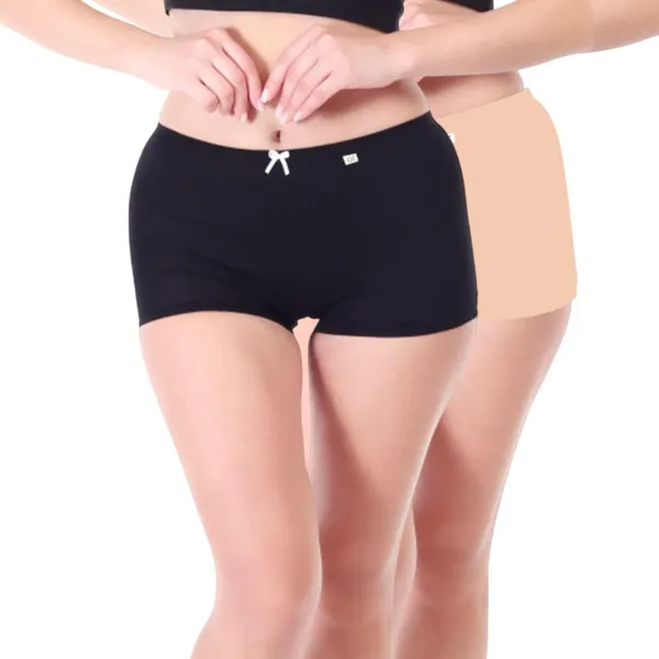 Multicolor_High_Coverage_Super_Combed_Cotton_Stretch_Mid_Waist_Boy_Shorts_For_Women