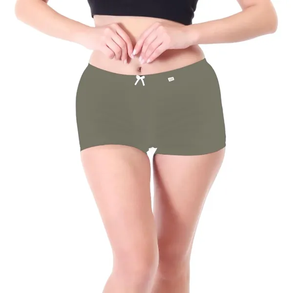 Olive_Green_High_Coverage_Super_Combed_Cotton_Stretch_Mid_Waist_Boy_Shorts_For_Women