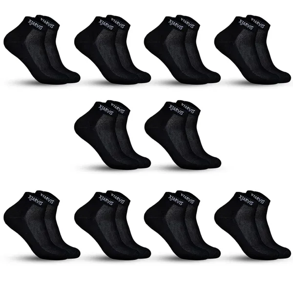 Black_Cushioned_Half_Terry_Ankle_Length_Socks_For_Men_&_Women_(Pack_Of_10)