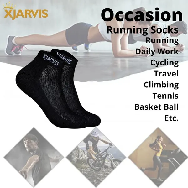 Black_Cushioned_Half_Terry_Ankle_Length_Socks_For_Men_&_Women_(Pack_Of_10)