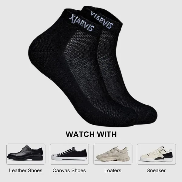 Black_Cushioned_Half_Terry_Ankle_Length_Socks_For_Men_&_Women_(Pack_Of_10)