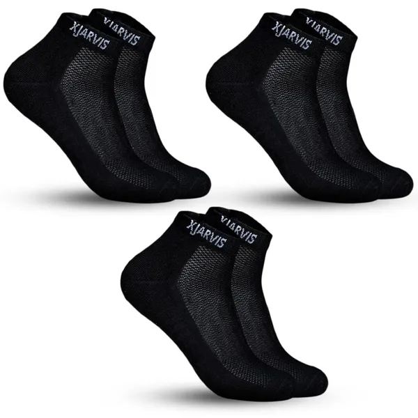 Black_Cushioned_Half_Terry_Ankle_Length_Socks_For_Men_&_Women_(Pack_Of_3)