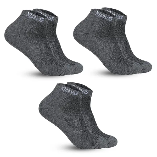 Dark_Grey_Cushioned_Half_Terry_Ankle_Length_Socks_For_Men_&_Women_(Pack_Of_3)