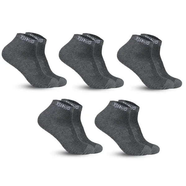 Dark_Grey_Cushioned_Half_Terry_Ankle_Length_Socks_For_Men_&_Women_(Pack_Of_5)
