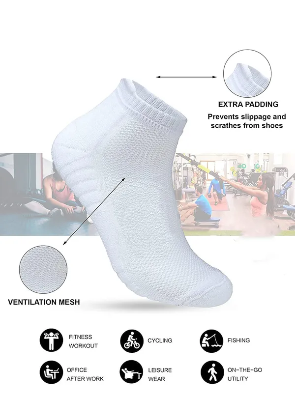 White_Cushioned_Half_Terry_Ankle_Length_Socks_For_Men_&_Women_(Pack_Of_10)