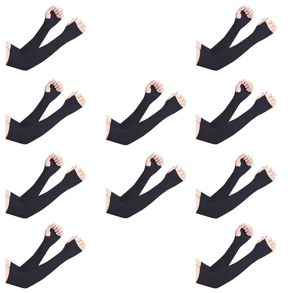 Black_Uv_Protection_Hand_Sleeves_With_Thumb_Hole_Arm_Sleeves_For_Unisex_(Pack_Of_10)