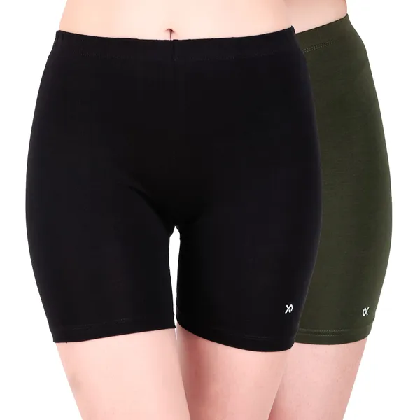 Black_&_Olive_Stretchable_Lucia_Yoga_Shorts_Stretchable_For_Cycling,_Running_For_Skin_Fit_Tights_&_Gym_Short_For_Women_(Pack_Of_2)