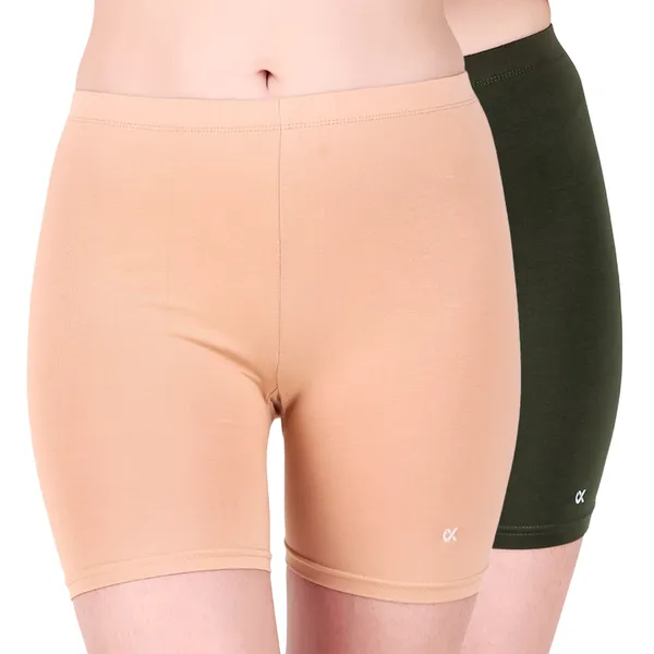 Skin_&_Olive_Stretchable_Lucia_Yoga_Shorts_Stretchable_For_Cycling,_Running_For_Skin_Fit_Tights_&_Gym_Short_For_Women_(Pack_Of_2)