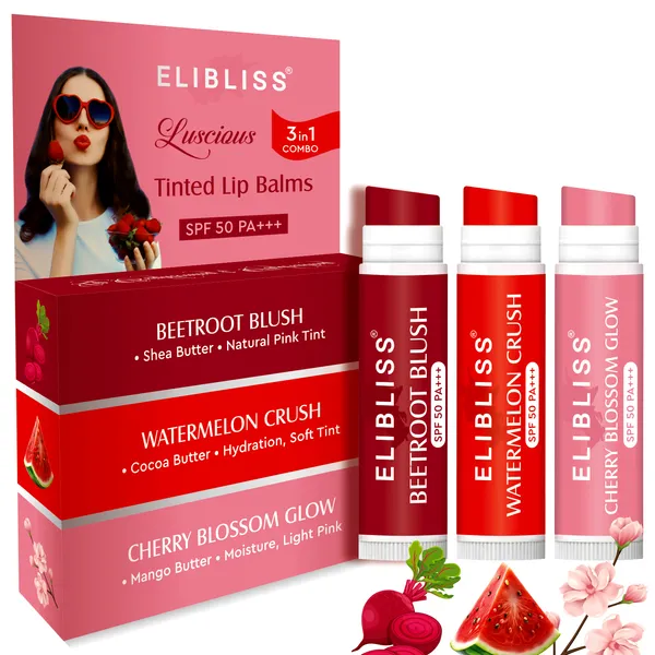 Elibliss_Lip_Balm_Trio_with_SPF_50+++_Beetroot,_Watermelon_&_Cherry_-_Natural_Tint_Combo
