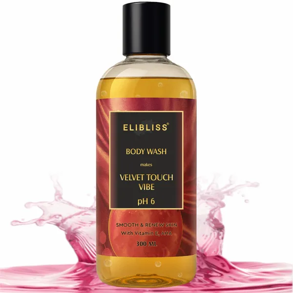 Elibliss_pH_6_Velvet_Touch_Vibe_Body_Wash_with_Vitamin_E_&_AHA_|_Smooth_&_Renew_Skin_|_Gentle_Exfoliating_&_Nourishing_Cleanser_300ml