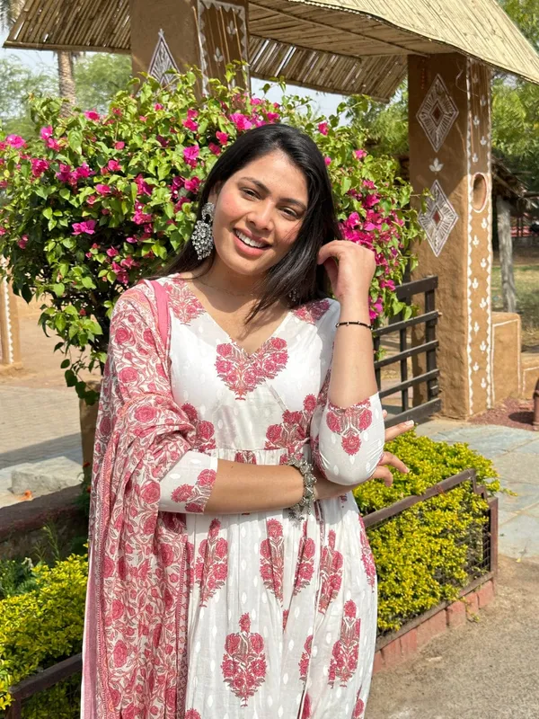 Cotton_Anarkali__Kurti_&_Pant__Dupatta_Set_For_Women