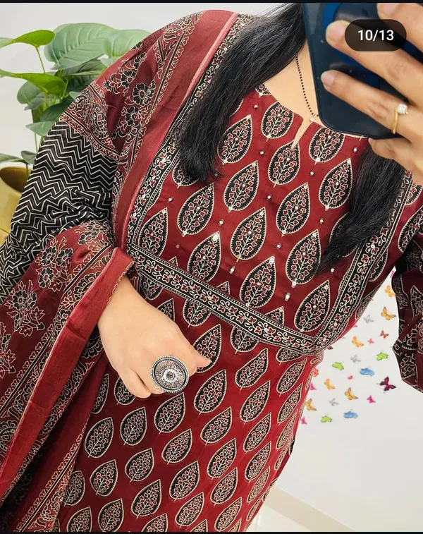 Azrak__Cotton_Kurti_Pant_Dupta_Set_For_Women