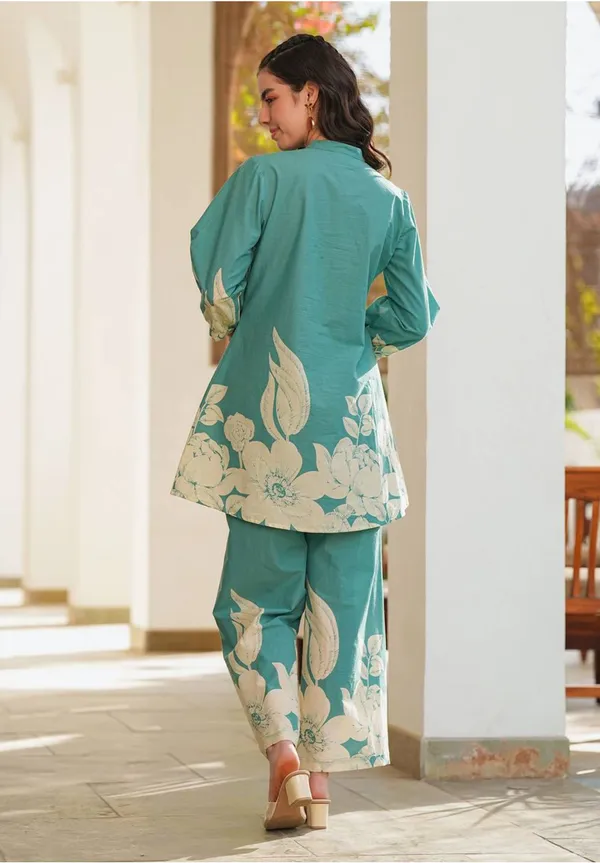 Aqua_Blue_Foral_Cordset_Set_For_Women