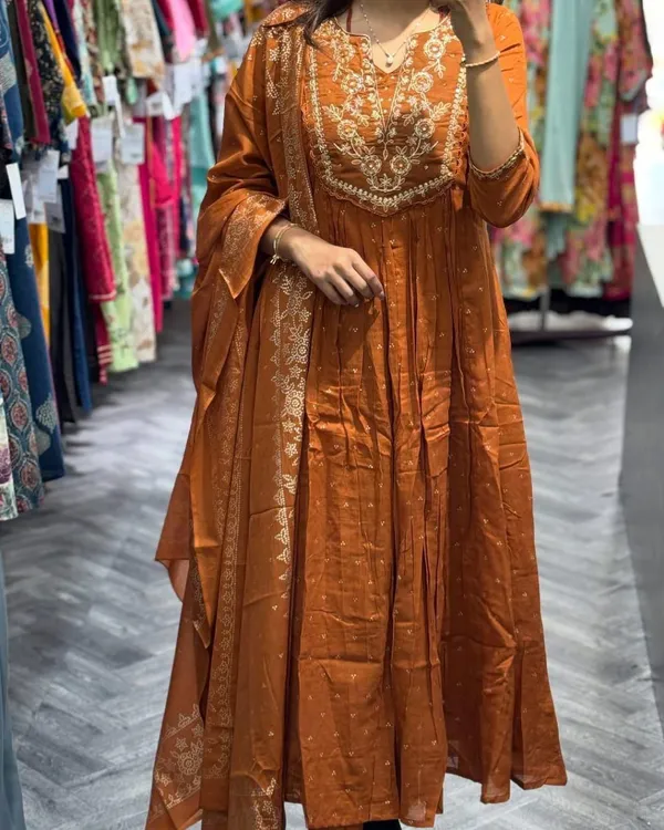 MASTERD_Cotton_Anarkali_Kurta_With_Pant_&_Dupatta_Set_For_Women