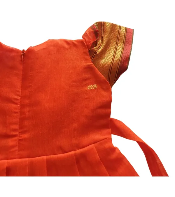 Orange_Acrylic_Cotton_Premium_&_Elegant_Frock_For_Girls