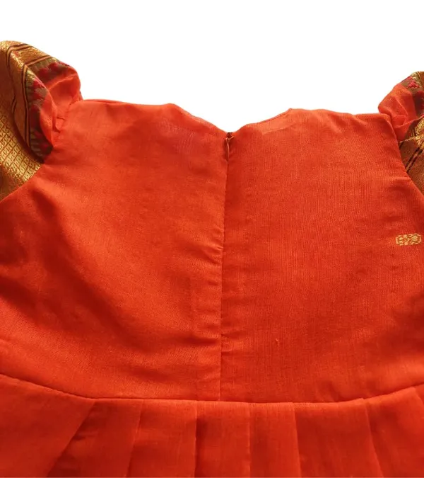 Orange_Acrylic_Cotton_Premium_&_Elegant_Frock_For_Girls