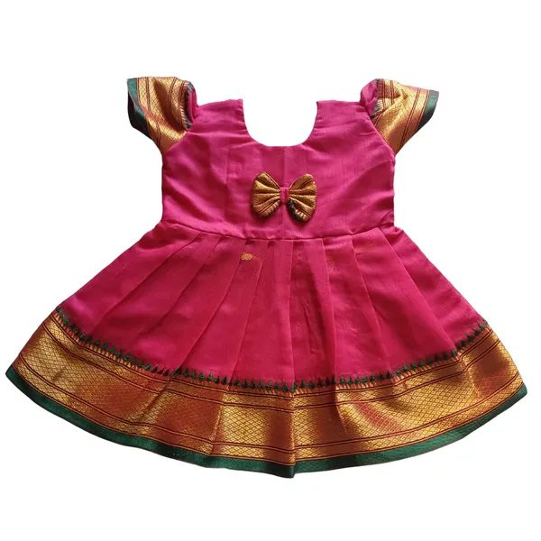 Pink_Acrylic_Cotton_Premium_&_Elegant_Frock_For_Girls