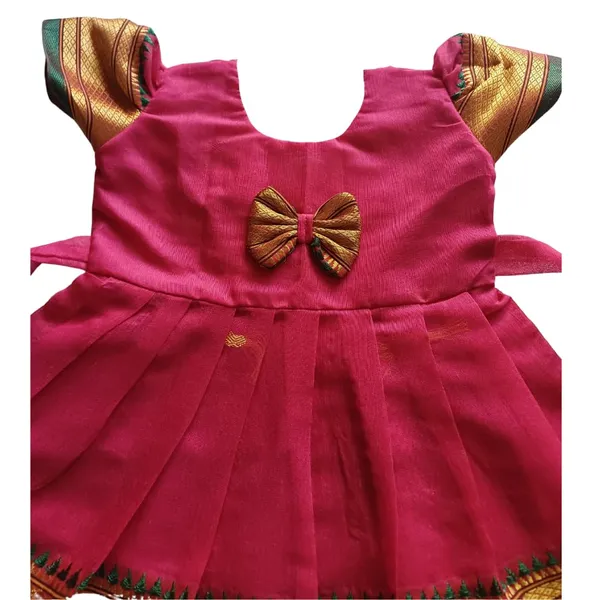 Pink_Acrylic_Cotton_Premium_&_Elegant_Frock_For_Girls