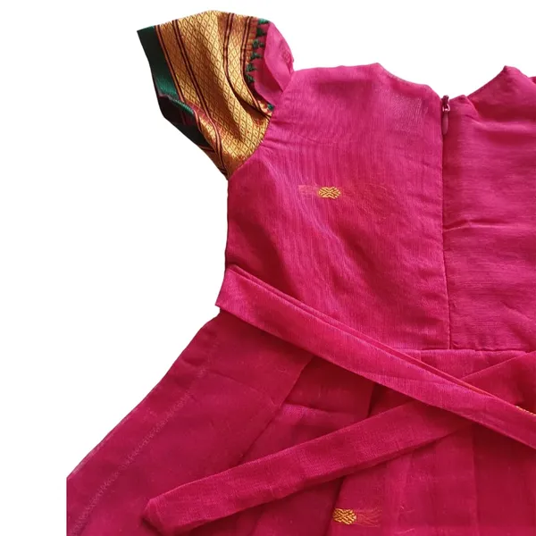 Pink_Acrylic_Cotton_Premium_&_Elegant_Frock_For_Girls