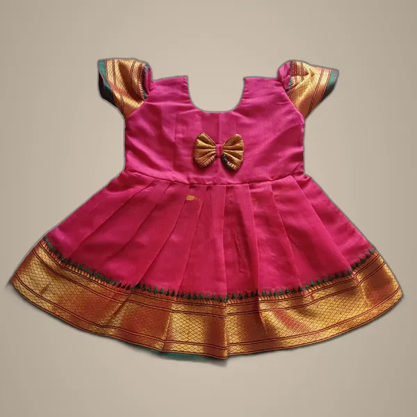 Pink_Acrylic_Cotton_Premium_&_Elegant_Frock_For_Girls