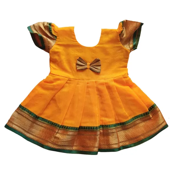 Yellow_Acrylic_Cotton_Premium_&_Elegant_Frock_For_Girls