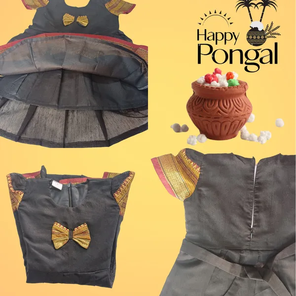 Baby_Girls'_Black_Acrylic_Cotton_Dress_Traditional_Frock|_Perfect_for_Makar_Sankranti_Pongal_Pedda_Panduga_BOR_Nahan