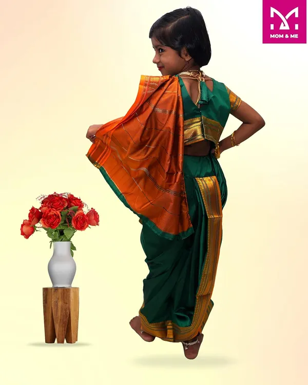 Green_Belgaon_Silk_Premium_&_Elegant_Nauwari_Saree_For_Girls
